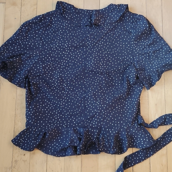 Korean Raive Ruffled Wrap Blouse Sz S - Picture 10 of 10